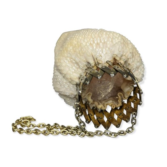 Vintage Beaded Purse with Unique Metal Closure - Picture 6 of 11